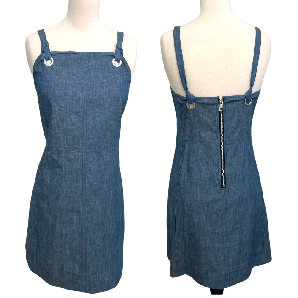 Rag & Bone NWT Indigo Denim Sleeveless Mini Dress w/ Silver Loop Grommets 6